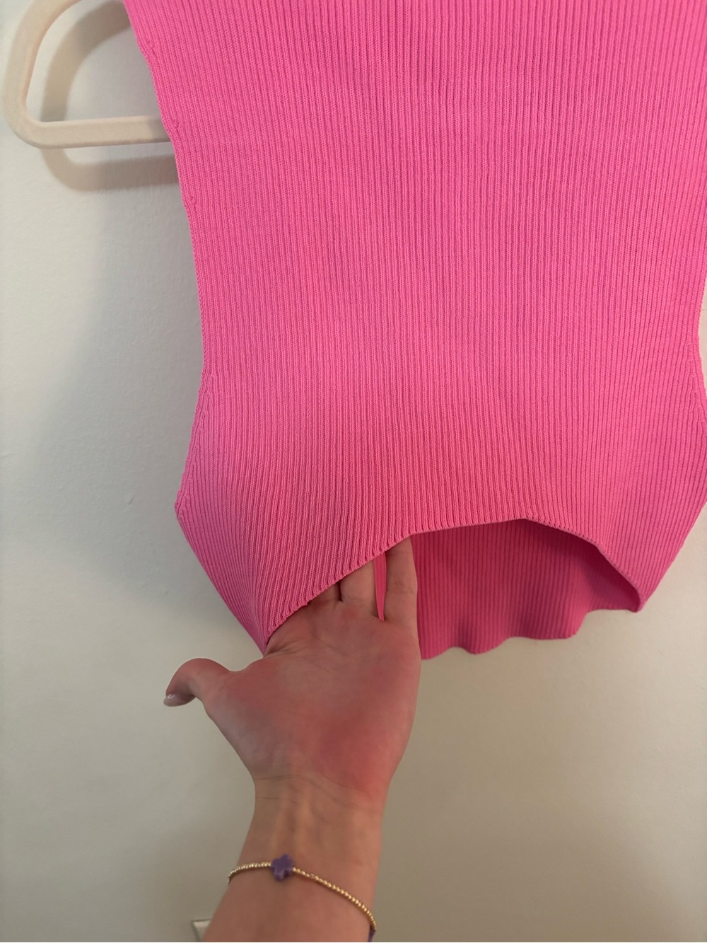 Bec & Bridge Bright Pink Ribbed Crop Tank - Picture 4 of 4
